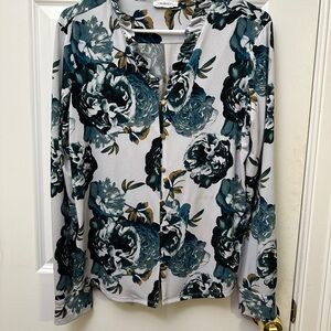 Calvin Klein Green/blue Button Down Shirt with Notched Collar